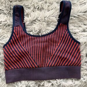 Fabletics Red and Black Striped Sports Bra